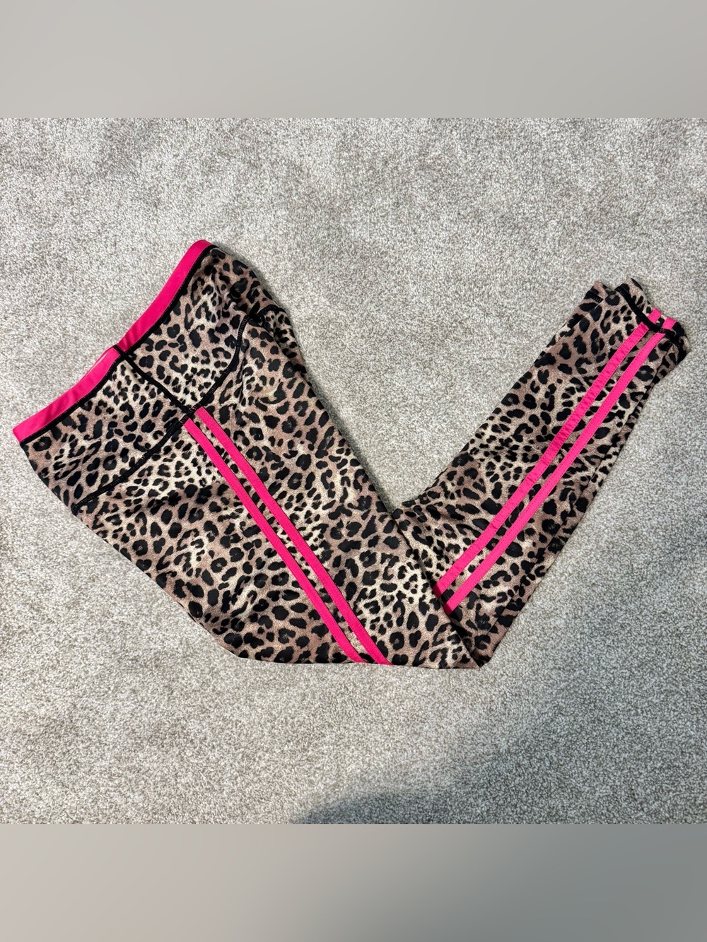 Ruby Ribbon Leopard Print Hot Pink Pinstripe High Rise Activewear Leggings